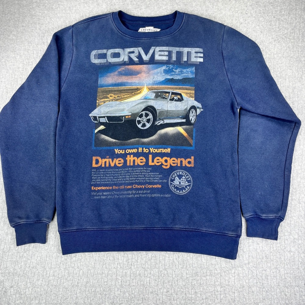 1972 Chevrolet Corvette Sweatshirt Men S Blue Graphic Drive The Legend Pullover